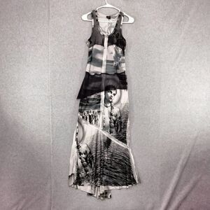 Vintage 1998 John Paul Gaultier Maxi Dress Wmns Sz 2-4 Black White Femme Couture